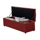 Cabeceira E Calçadeira Baú 158 Cm Imperatriz Suede Vermelho