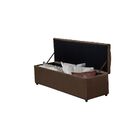 Cabeceira E Calçadeira Baú 158 Cm Raissa Suede Marrom Escuro