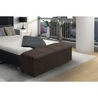 Cabeceira E Calçadeira Baú 158 Cm Raissa Suede Marrom Escuro