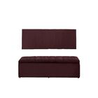 Cabeceira E Calçadeira Baú 158 Cm Vitória Suede Bordô Claro