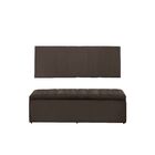 Cabeceira E Calçadeira Baú 158 Cm Vitória Suede Marrom Claro