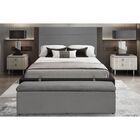 Cabeceira E Calçadeira Baú 193 Cm Helena Suede Cinza