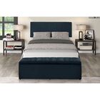 Cabeceira E Calçadeira Baú 90 Cm Vitória Suede Azul Marinho