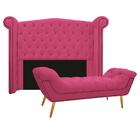 Cabeceira E Calçadeira Veneza 140 Cm Casal Corano Pink