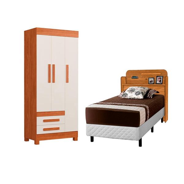 Cabeceira E Guarda Roupa Monaco Nature Off White