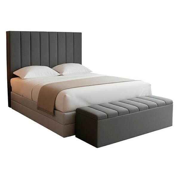 Cabeceira E Recamier Bau Queen 160 Cm Dalia Linho Artte