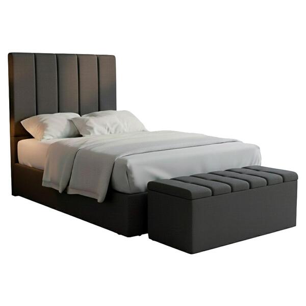 Cabeceira E Recamier Bau Solteiro 90 Cm Dalia Linho Artte