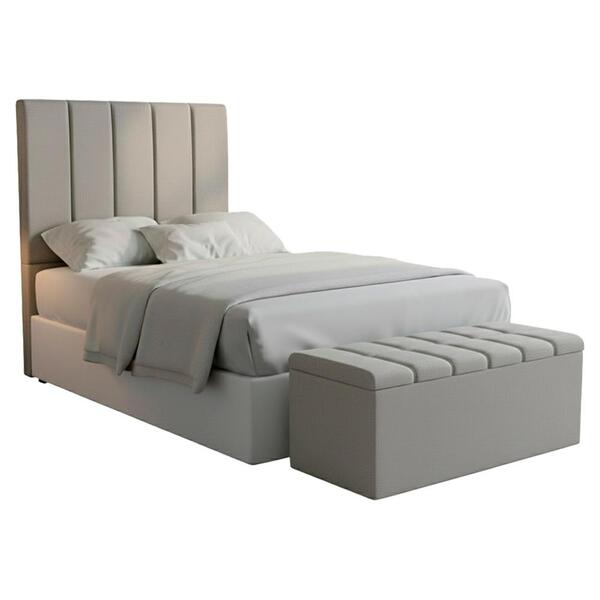 Cabeceira E Recamier Bau Solteiro 90 Cm Dalia Linho Artte