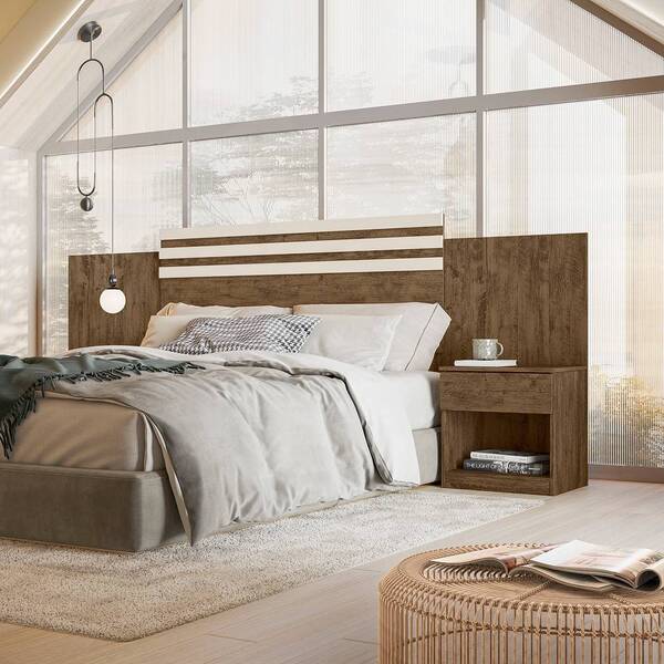 Cabeceira Emporium Com 2 Mesas De Cabeceira Castanho Wood Off