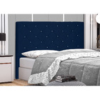 Cabeceira Estofada 140 Cm Casal Glass Suede Azul Marinho - Ne