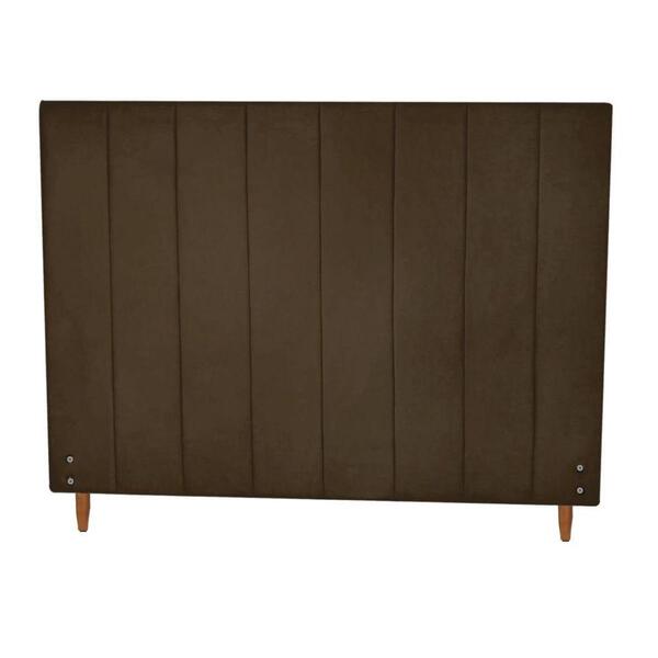 Cabeceira Estofada 193cm Cama Casal King Suede Marrom