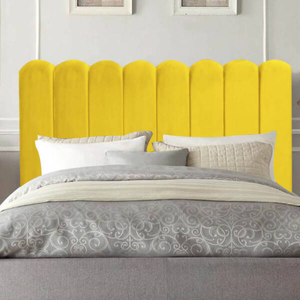 Cabeceira Estofada Alanis 195cm King Suede Amarelo - D A Decor