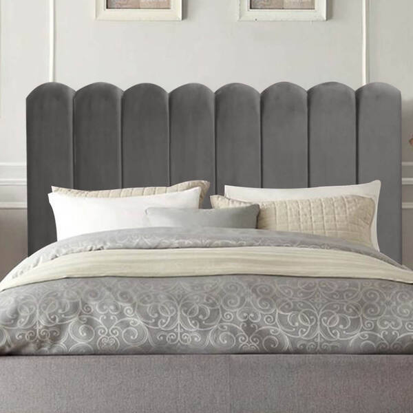 Cabeceira Estofada Alanis 195cm King Suede Cinza Escuro - D A