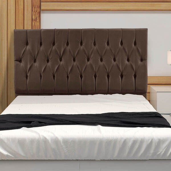 Cabeceira Estofada Ana Queen160 Cm Para Cama Box Suede Marrom