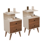 Cabeceira Estofada Areia E Mesas De Apoio Lazy Off Madeira