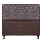 Cabeceira Estofada Baú Boston Sintético Facto Marrom Escuro 1