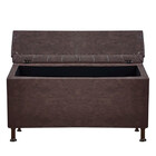 Cabeceira Estofada Baú Boston Sintético Facto Marrom Escuro 1