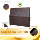 Cabeceira Estofada Baú Boston Sintético Facto Marrom Escuro 1
