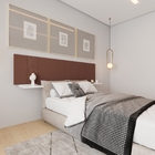 Cabeceira Estofada Bela + Bancada Marrom Casal Box