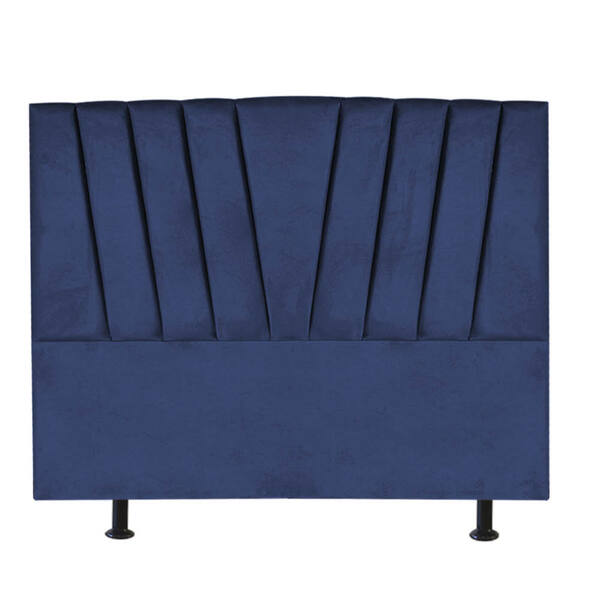 Cabeceira Estofada Bélgica 160cm Queen Suede Azul Marinho - D