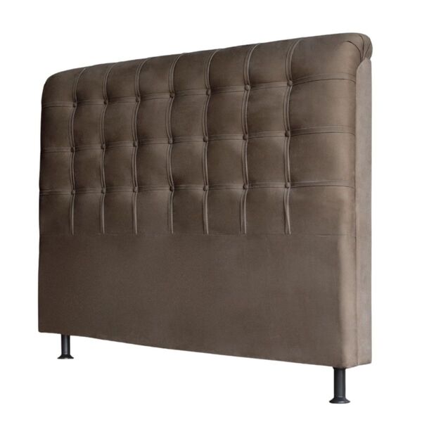 Cabeceira Estofada Cama Box Casal 140 Cm Alice Suede Marrom