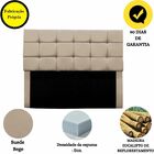 Cabeceira Estofada Cama Box Casal 140 Cm Ananda  Suede Bege
