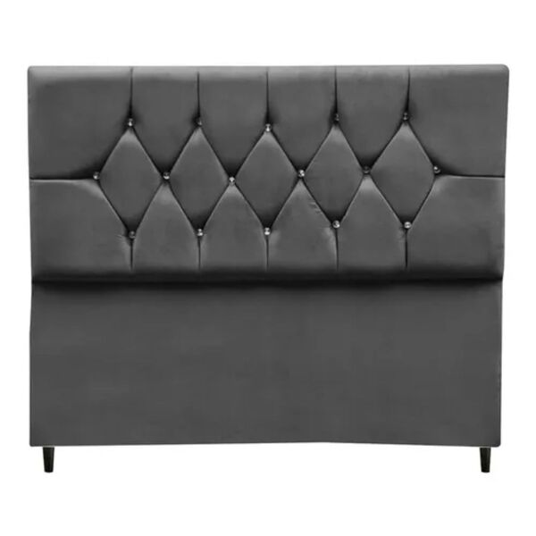 Cabeceira Estofada Cama Box Casal 140 Cm Aurora Suede Cinza