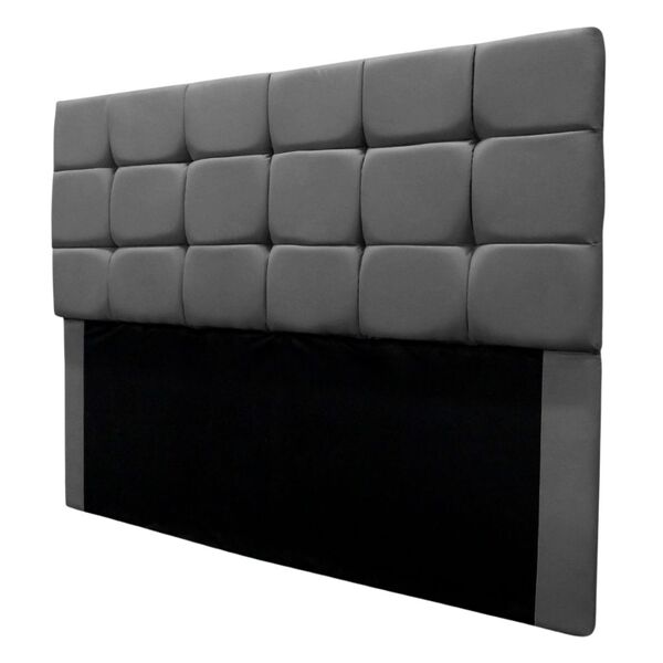 Cabeceira Estofada Cama Box Casal 140 Cm Bianca Suede Cinza