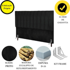 Cabeceira Estofada Cama Box Casal 140 Cm Chiara Suede Preto
