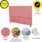 Cabeceira Estofada Cama Box Casal 140 Cm Chiara Suede Rosa