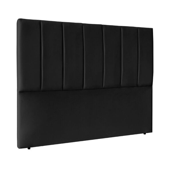 Cabeceira Estofada Cama Box Casal 140 Cm Greta Suede Preto