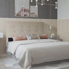 Cabeceira Estofada Cama Box Casal 140 Cm Londres Corino Bege