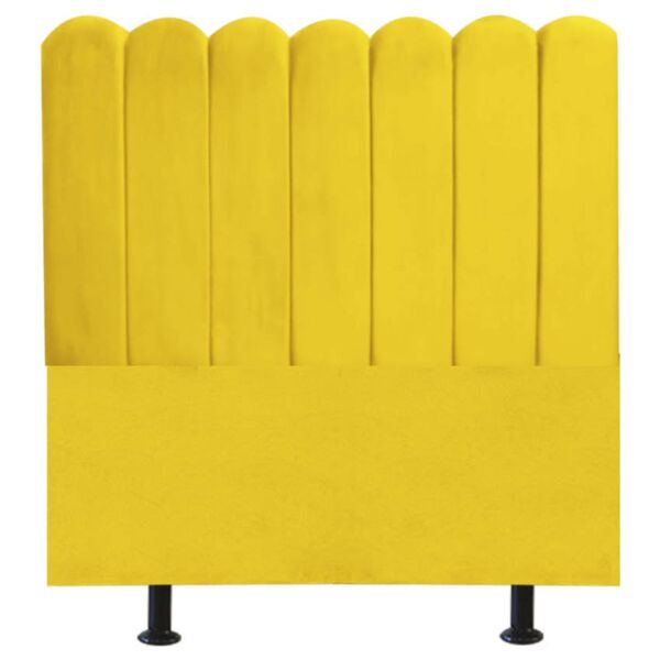 Cabeceira Estofada Cama Box Casal 140 Cm Maitê Suede Amarelo