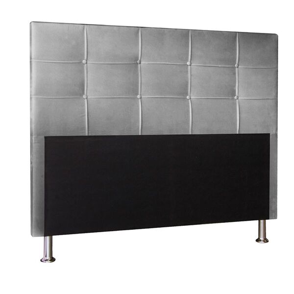 Cabeceira Estofada Cama Box Casal 140 Cm Miami Corino Cinza