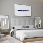 Cabeceira Estofada Cama Box Casal 140 Cm Miami Corino Cinza