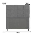 Cabeceira Estofada Cama Box Casal 144 Cm Style Suede Cinza