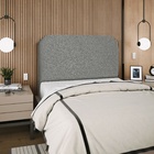 Cabeceira Estofada Cama Box Casal Alana140cm Linho Cinza Escu