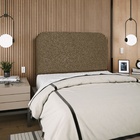 Cabeceira Estofada Cama Box Casal Alana 140cm Linho Marrom