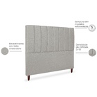 Cabeceira Estofada Cama Box Casal Carla 140cm Linho Cinza Cla