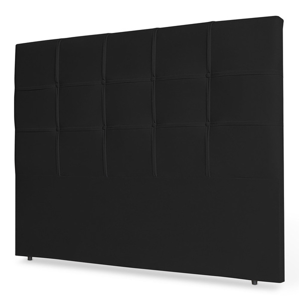 Cabeceira Estofada Cama Box Casal Fiorella 140cm Corino Preto