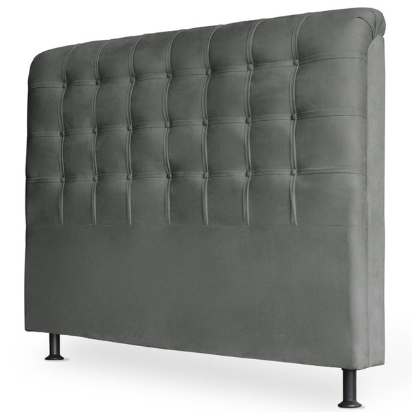 Cabeceira Estofada Cama Box Casal Louise 140cm Suede Cinza -