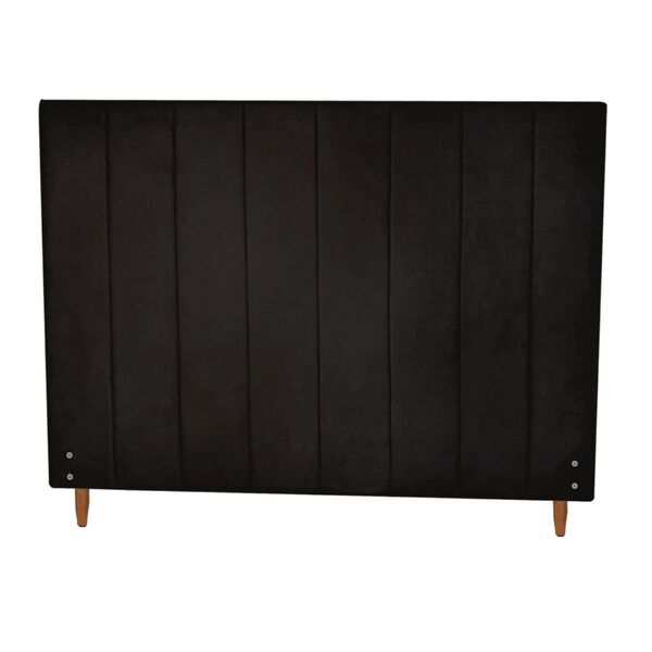 Cabeceira Estofada Cama Box King 193 Cm Vitória Suede Preto