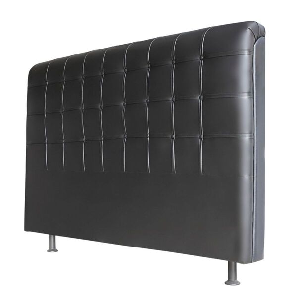 Cabeceira Estofada Cama Box King 195 Cm Alice Corino Preto