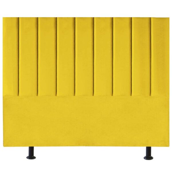 Cabeceira Estofada Cama Box King 195 Cm Alice Suede Amarelo
