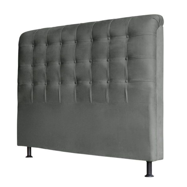 Cabeceira Estofada Cama Box King 195 Cm Alice Suede Cinza