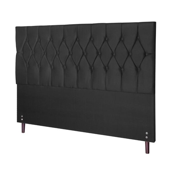 Cabeceira Estofada Cama Box King 195 Cm Allana Suede Preto