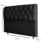 Cabeceira Estofada Cama Box King 195 Cm Diana Suede Preto