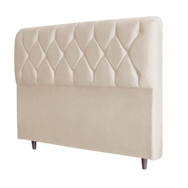 Cabeceira Estofada Cama Box King 195 Cm Diana Veludo Bege