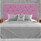 Cabeceira Estofada Cama Box King 195 Cm Geovana Suede Rosa