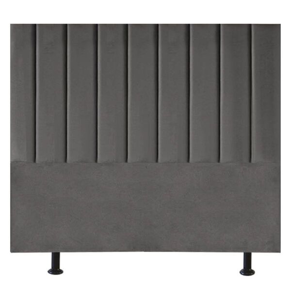Cabeceira Estofada Cama Box King 195 Cm Karla Corino Cinza
